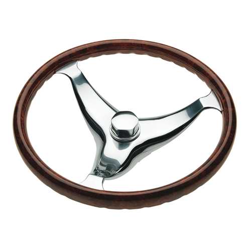Steering Wheel Evolution  W/Finger Grips And Burl Ring